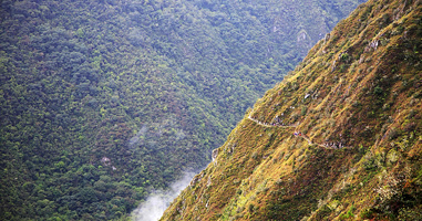 Wanderer auf dem Pfad nach Machu Picchu