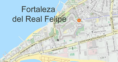 Karte Anreise Fortaleza del Real Felipe Lima Callao Peru