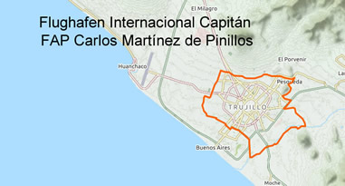 Flughafen International Capitan FAP Carlos Martinez de Pinillos Trujillo Karte