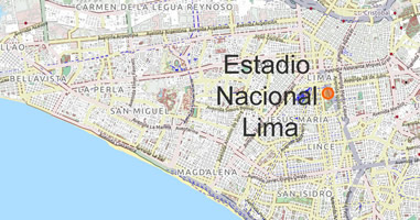 Karte Estadio Nacional in Lima