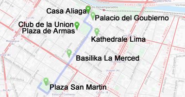 Karte Sehenswürdigkeiten Peru im Zentrum Lima