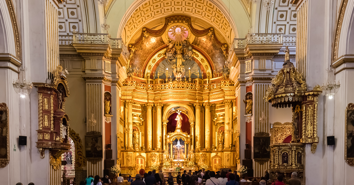 Basilica San Pedro Eine Der Reichsten Kirchen In Lima Peru