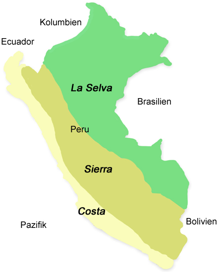 Geografische Regionen und Reiseziele in Peru