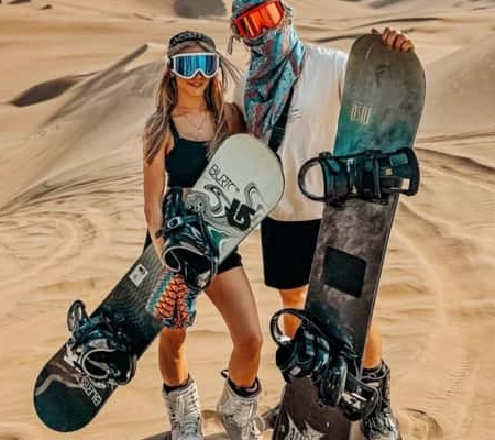 Echtes Sandboarding & Sandskiing zum Sonnenuntergang