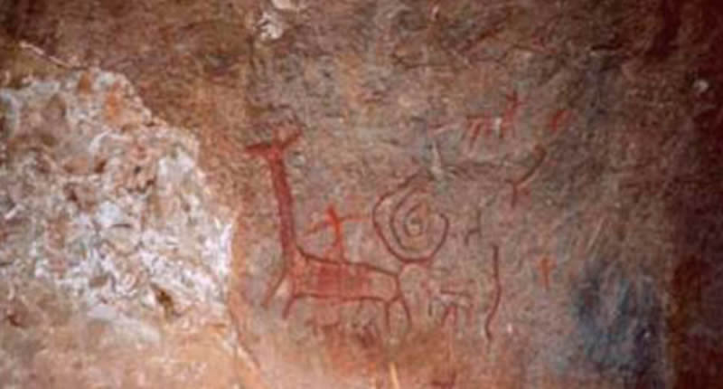 Pintura rupestre cerca de Corani, Carabaya